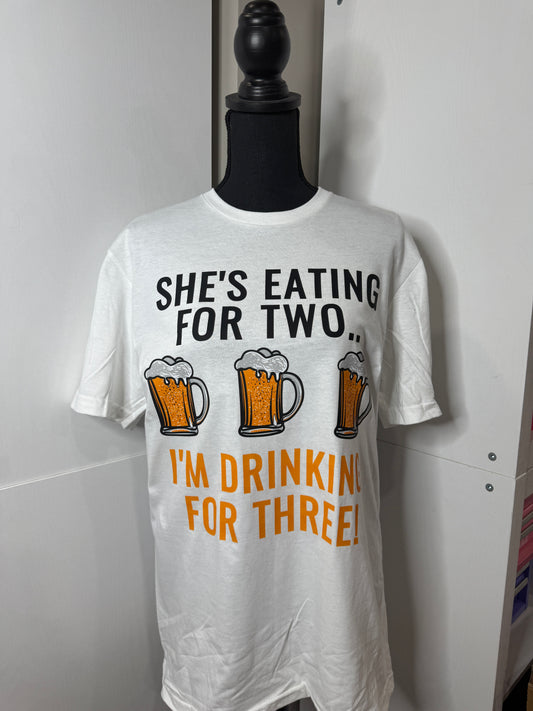 Funny Pregnancy T-Shirt for Dad – “I’m Drinking for Three!