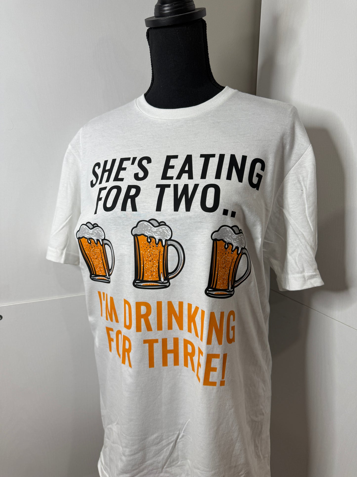 Funny Pregnancy T-Shirt for Dad – “I’m Drinking for Three!