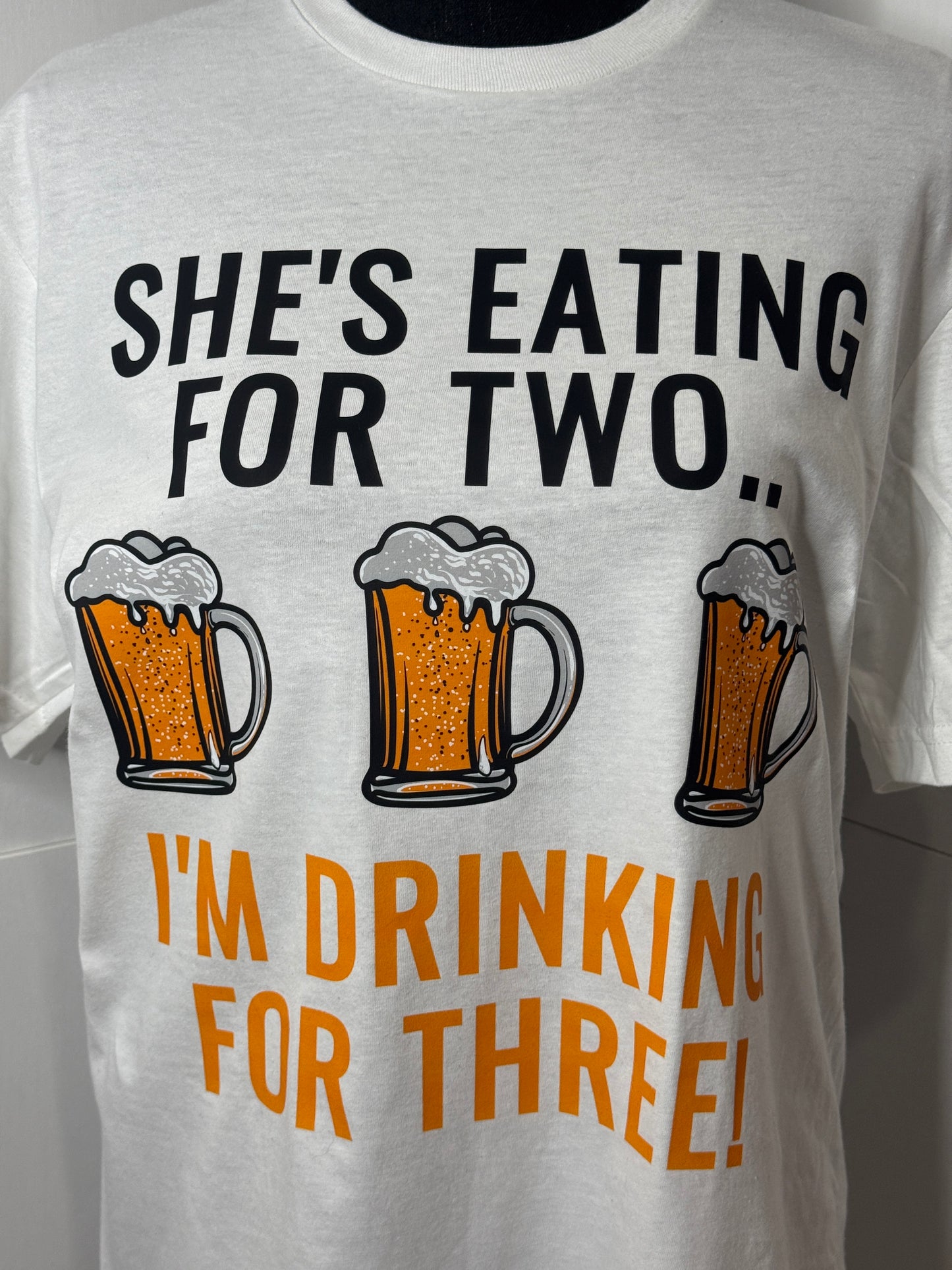 Funny Pregnancy T-Shirt for Dad – “I’m Drinking for Three!