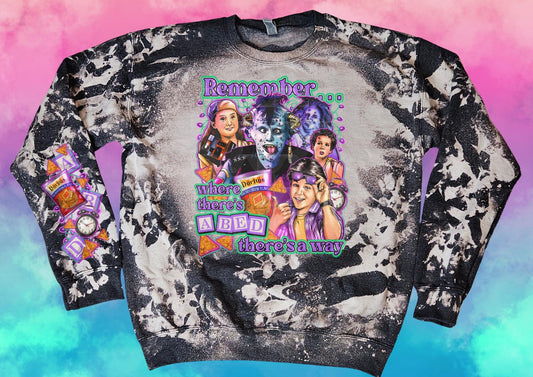 Little Monsters 80's, Maurice, 80’s Movie, Monster, Kids Movie, 90s kid, 80's Bleached Unisex Crewneck/Hoodie W/Matching Sleeve