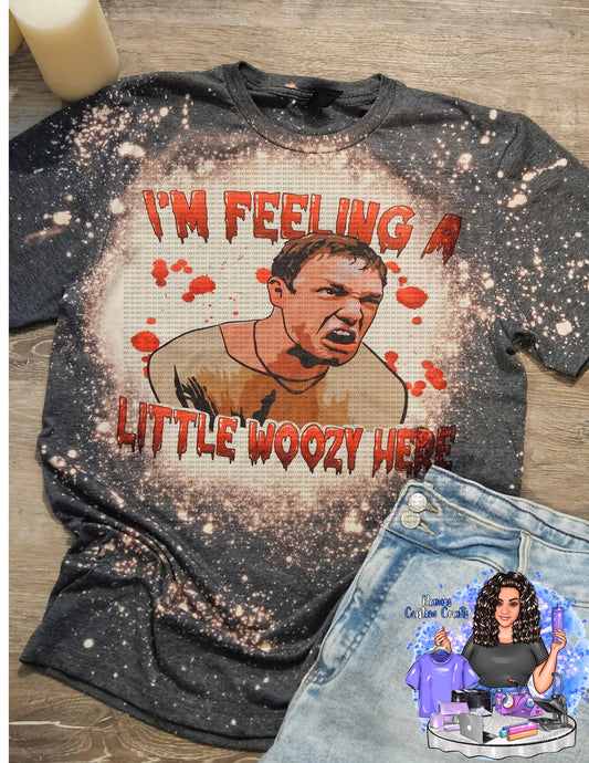 Horror Halloween, I'm Feeling A Little A Little Woozy Here, Stu Macher, Scream Movie Sublimated Bleached Shirt