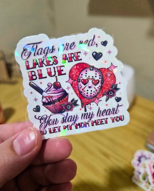 Valentine Horror, Horror Movie, Classic Valentine, Halloween Horror, Jason, Valentine Themed Holographic Sticker