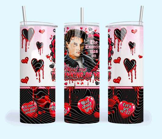 Horror Valentine, It Got Me Thinking Of You, Little Woozy Here, Billy Loomis, Scream Movie, Valentine, 20oz Tumbler W/Matching Car Coasters