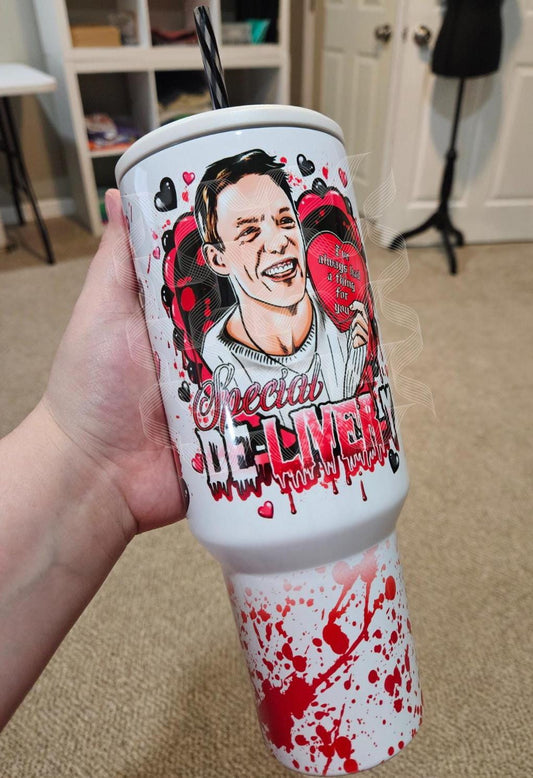 Horror Valentine Stu Macher,90's Horror Movie Blood Splattered, Valentine, Scream, Horror Scream, Horror Valentine , 40oz Quencher Tumbler