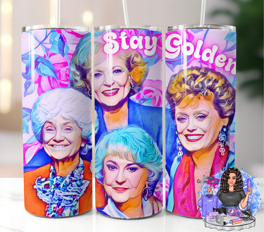 Stay Golden, Golden Girls, Vibrant Colored 20oz Tumbler W/Matching Neoprene Car Coasters