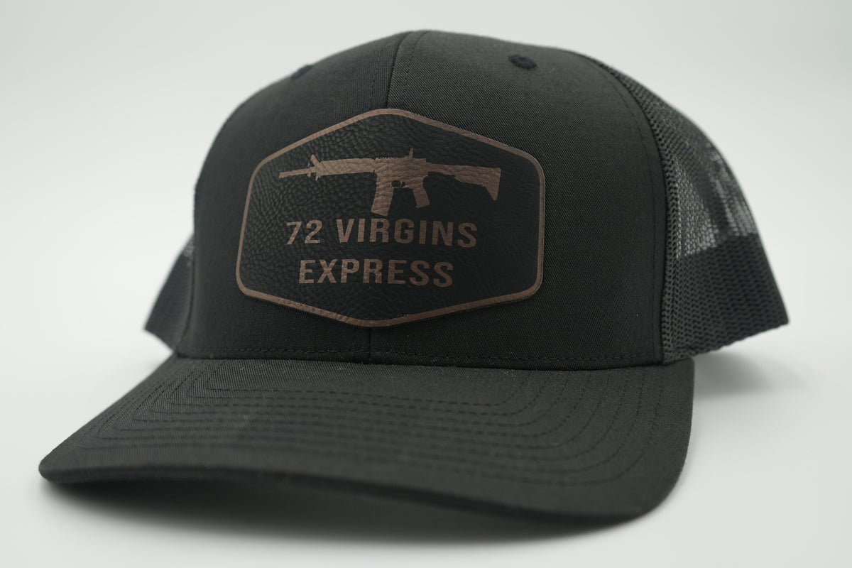 72 Virgins Express Funny Leather Patch Trucker Hat