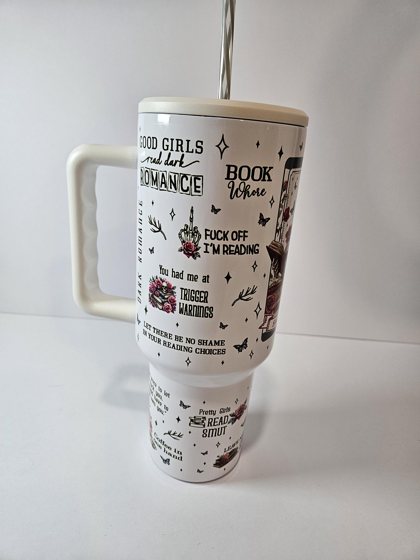 Smut Queen Tumbler, Dark Romance Reader Tumbler, Custom Cup 40oz tumbler with handle, Romance Book Theme