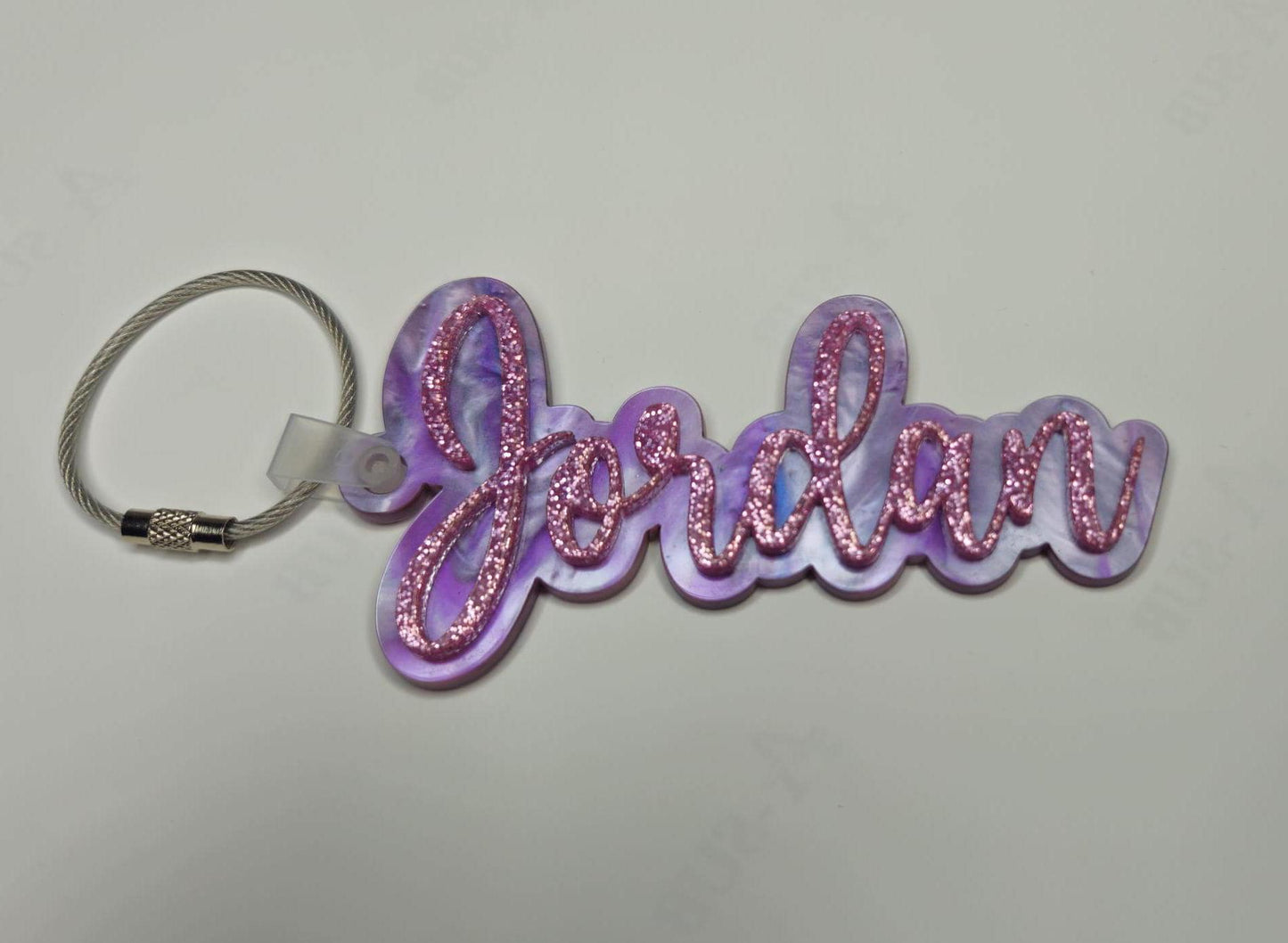Custom 4-Inch Acrylic Keychain – Personalized Name Tag with Stainless Steel Wire Loop