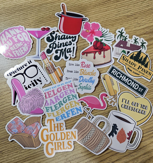 Golden Babes Themed 20 Pack Bundle Stickers, Golden Girls Gifts, Stay Golden, 80s Tv Show, Vinyl Laminated Sticker Bundle