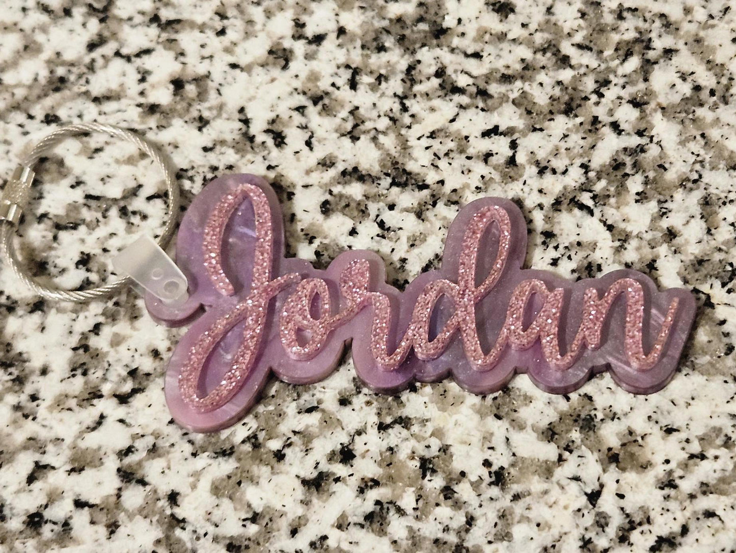 Custom 4-Inch Acrylic Keychain – Personalized Name Tag with Stainless Steel Wire Loop