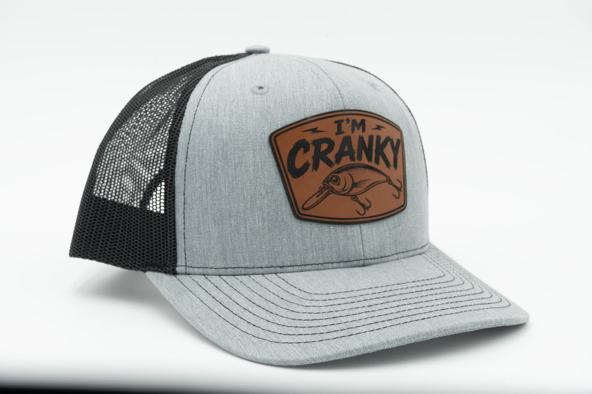 I’m Cranky Fishing Hat – Funny Fisherman Leather Patch Hat