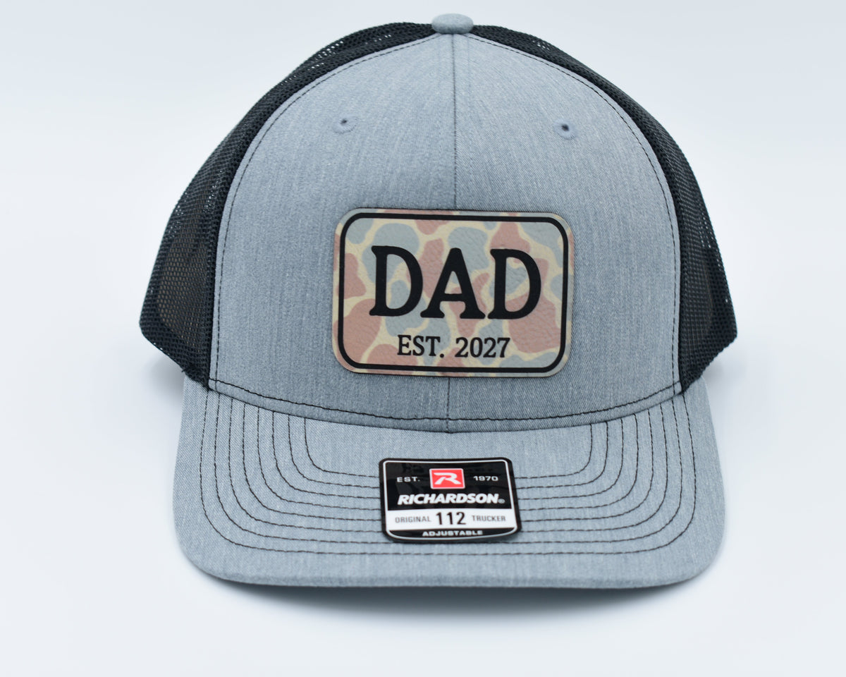 Personalized Dad Established Year Leather Patch Trucker Hat