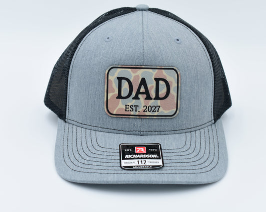 Personalized Dad Established Year Leather Patch Trucker Hat