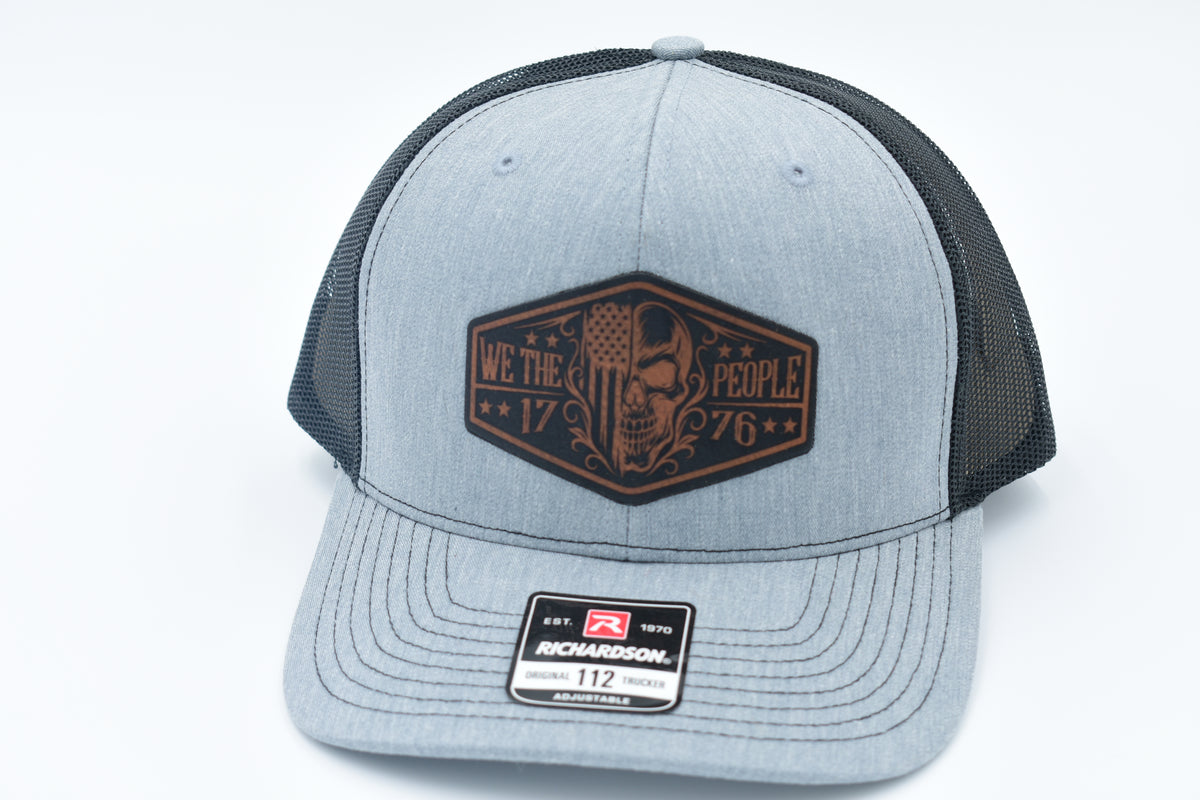 We The People 1776 Skull Leather Patch Trucker Hat