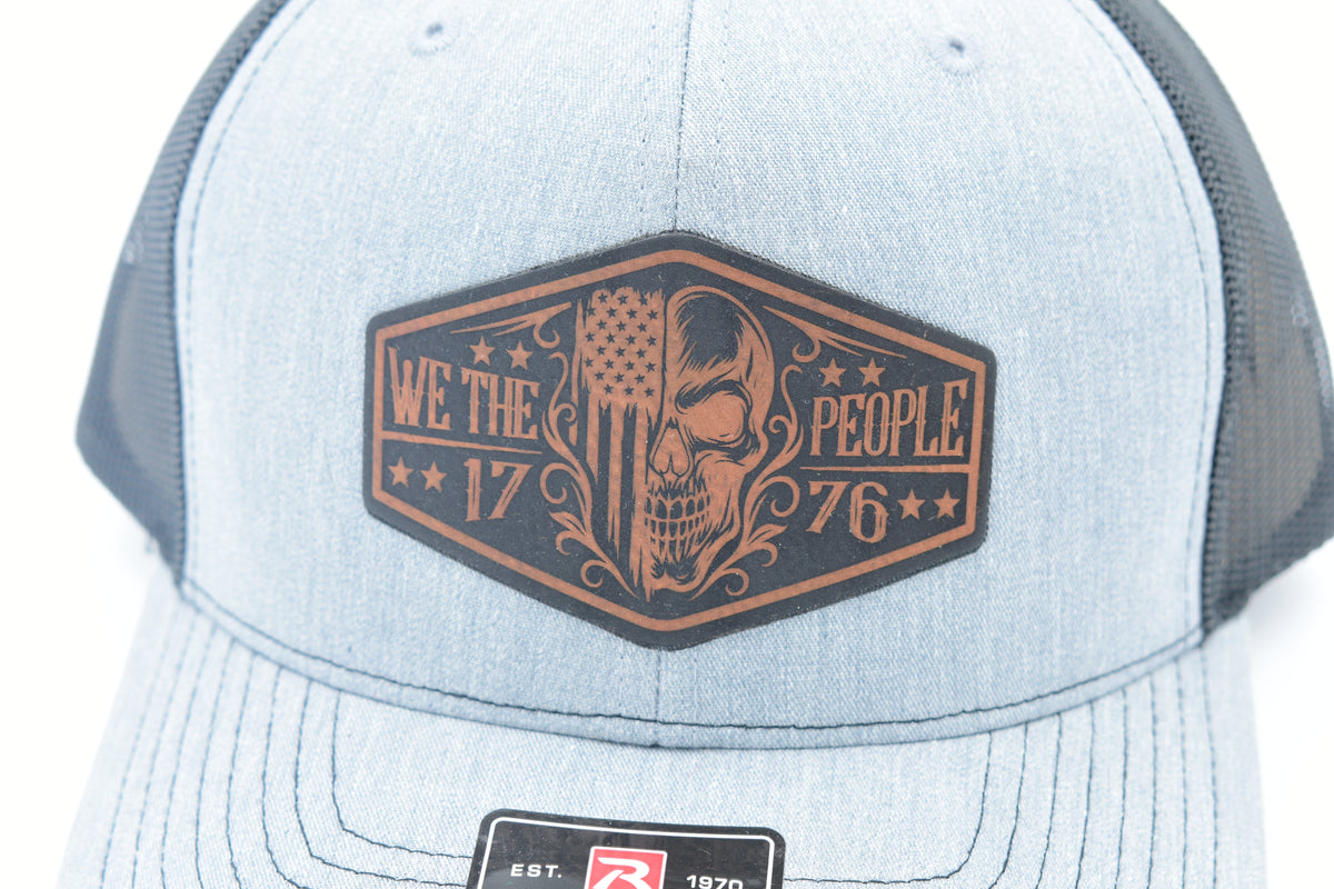 We The People 1776 Skull Leather Patch Trucker Hat