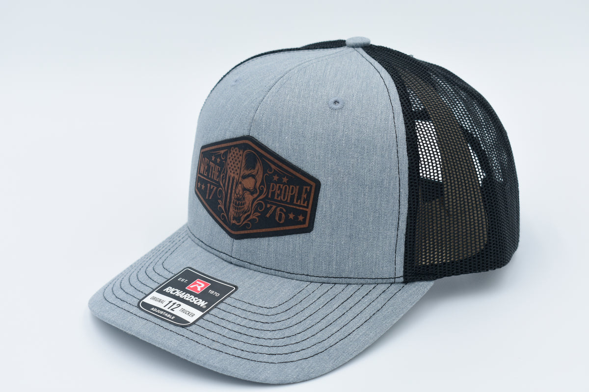 We The People 1776 Skull Leather Patch Trucker Hat