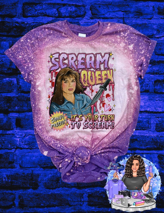 Horror Shirt, Horror Movie, Scream Queen, Sidney Prescott, Horror Movie Unisex Bleached Shirt