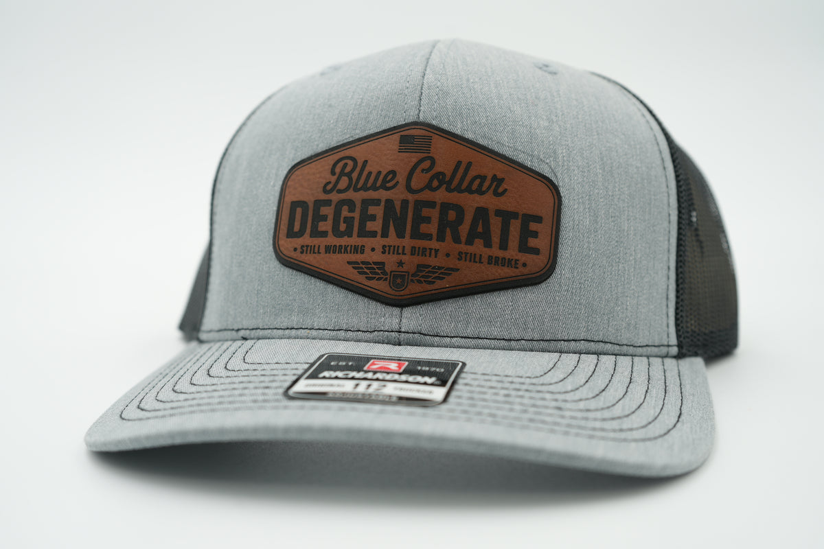 Blue Collar Degenerate Leather Patch Trucker Hat