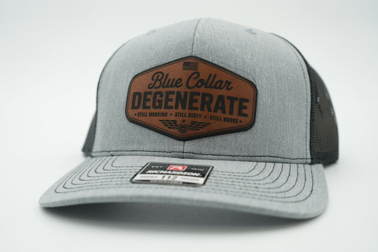 Blue Collar Degenerate Leather Patch Trucker Hat