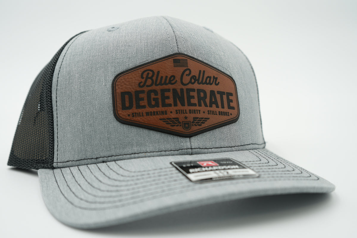 Blue Collar Degenerate Leather Patch Trucker Hat