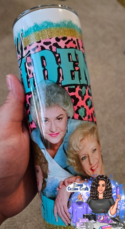Golden Girls Gift, Golden Girls Themed, Stay Golden - The Golden Girls 20oz Skinny Tumbler W/Matching Neoprene Car Coasters