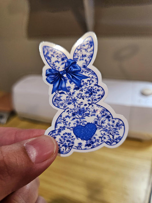 Floral Bunny Easter Sticker, Laminated Sticker, Easter, Bunny, Easter Laminated Sticker