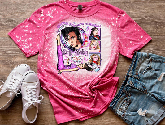 Jail Bird, 90's Classic Movie, Crybaby, Tears, 20oz 90's Classic Movie Unisex Bleached Shirt