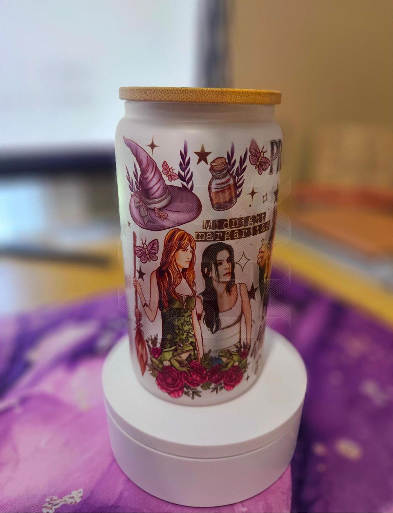 Practical Magic, Always Throw Spilled Salt Over Your Left Shoulder, Witchy Quencher, There's A Little Witch In All Of Us, Libbey Glass Mug