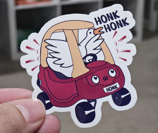 Honk Honk Goose Driving Sticker, Funny Vinyl Laminated Sticker, Cute Car Decal, Water bottle Sticker ,Humor Decal
