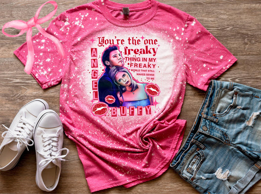 Horror Valentine, Vampire Slayer, Buffy, Valentine Vampire, Vampire Love, Valentine Unisex Bleached Shirt