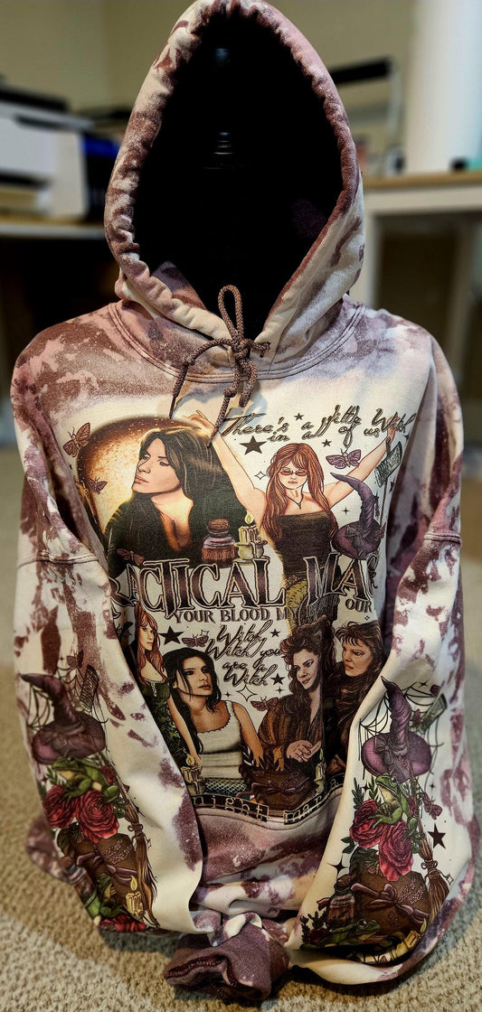 Practical Magic, Midnight Margaritas Bleached Shirt, Halloween Witches Movie Shirt, Practical Magic Hoodie, Unisex Double Acid Wash Hoodie