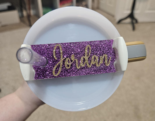 Custom Tumbler Name Tag 40 oz Tumbler Quencher - Glitter Name Topper - Personalized Tumbler Decoration - Acrylic Name Plate