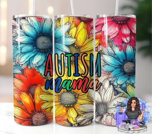 Autism Mama Flower Power 20oz Tumbler