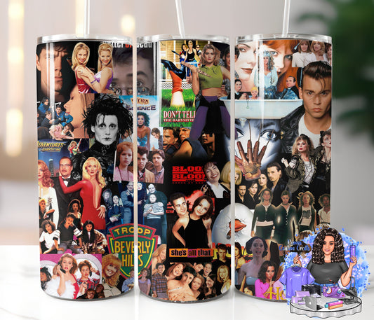 90's Classic's Movies 20oz Tumbler, With Matching Neoprene Car Coasters