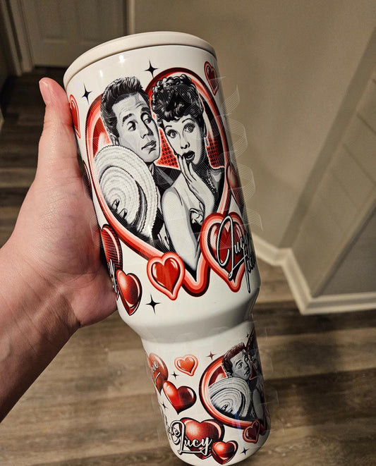 Valentine 50's Classic Tv Show, Lucy, Vintage Tv Show, Vintage Couple 50's, Ricky, 40oz Tumbler Quencher