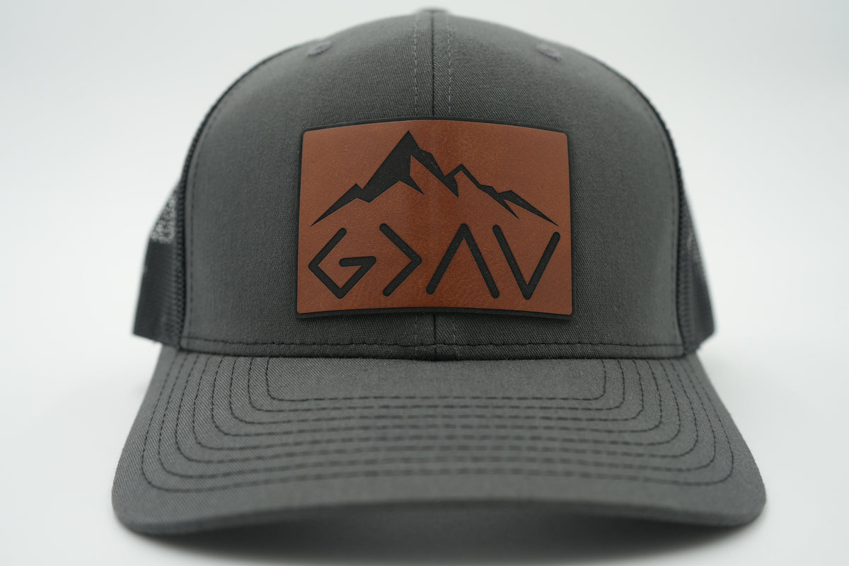 God Is Greater Than the Highs and Lows Leather Patch Hat